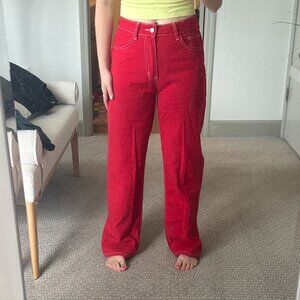 Red Jeans white stitching